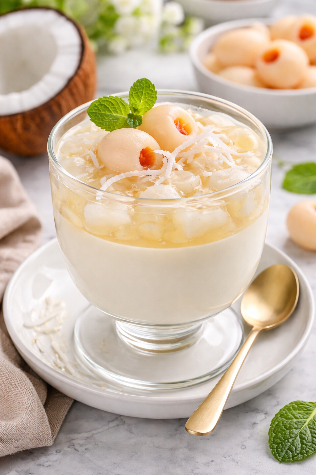 Buko Lychee Panna Cotta